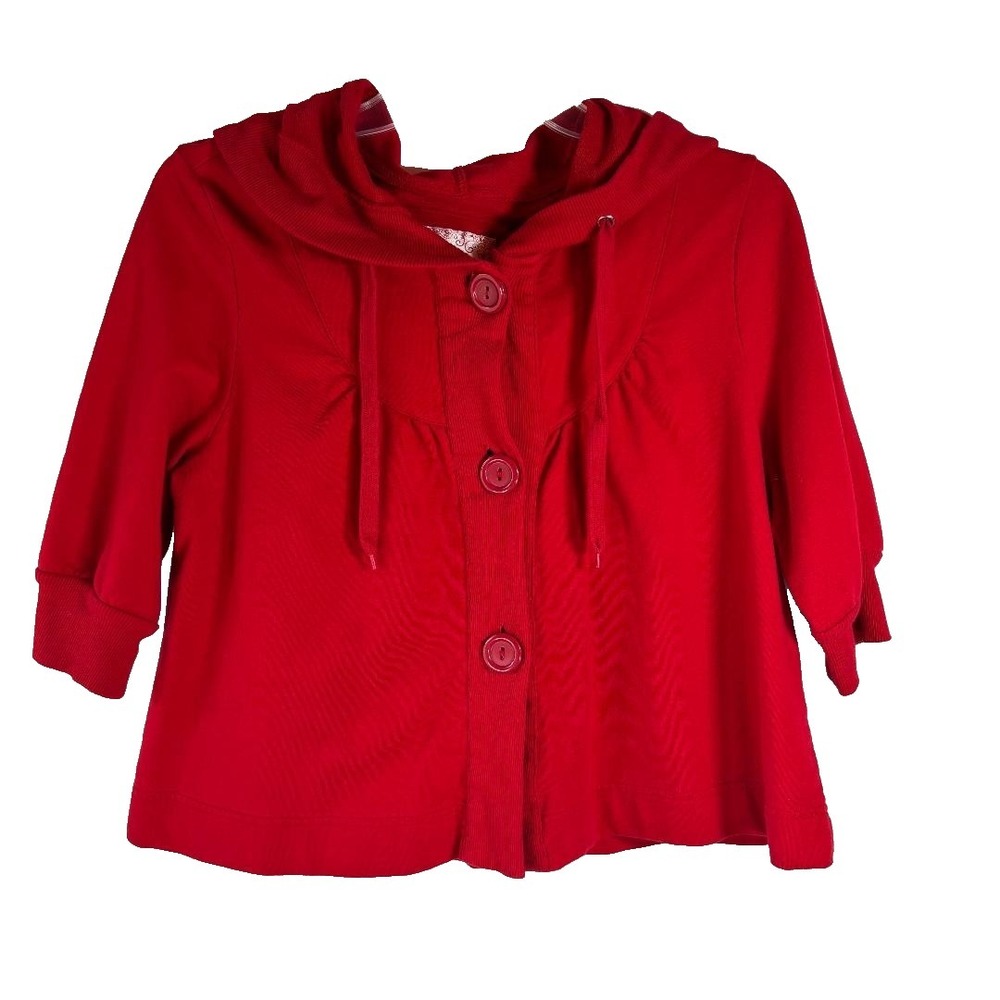 Duck Head‎ Jeans Co Jacket w/Hoodie Red Girls Size L Chest 38" Length 20.5"